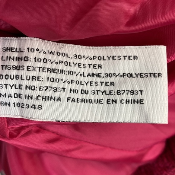 Tulle Pink Wool Blend Hooded Coat- Large - Picture 6 of 10